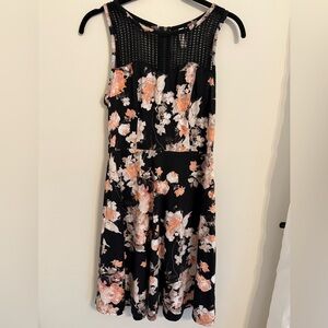 Floral Black and Orange Dress